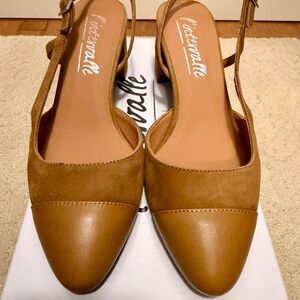 BNWB L'INTERVALLE Tan Pointed Slingback Mules